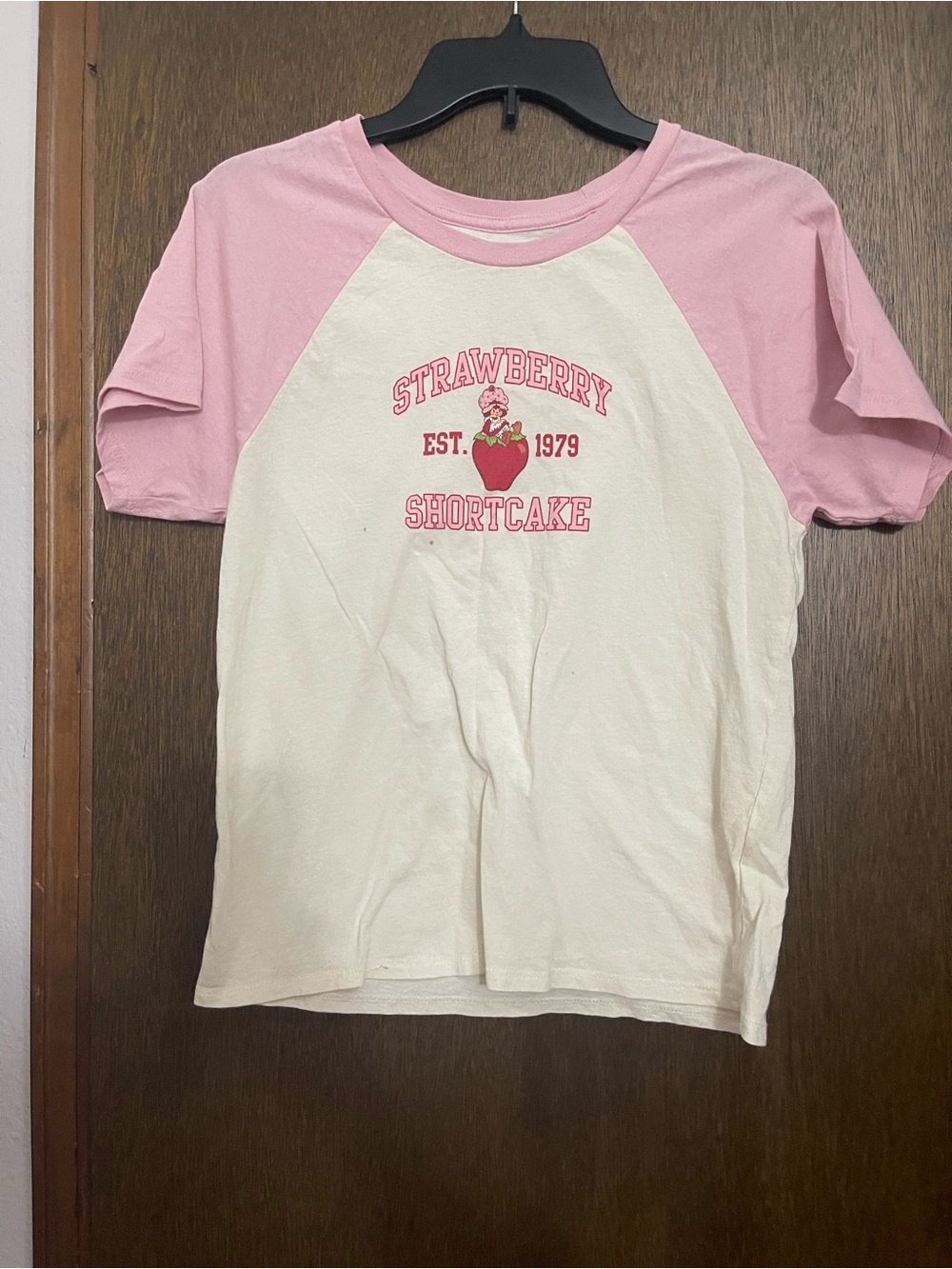 Strawberry Shortcake Pink & White Raglan Tee
